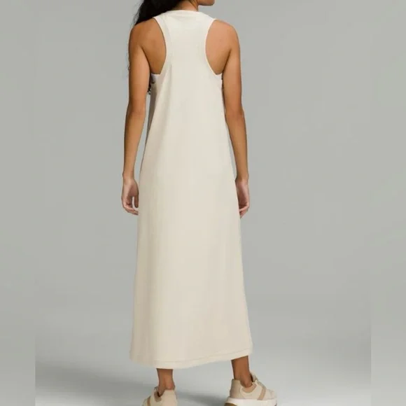 Lululemon Ease of it All V-Neck Midi Dress SZ 8 White Opal Athleisure Casual GUC - Picture 11 of 11